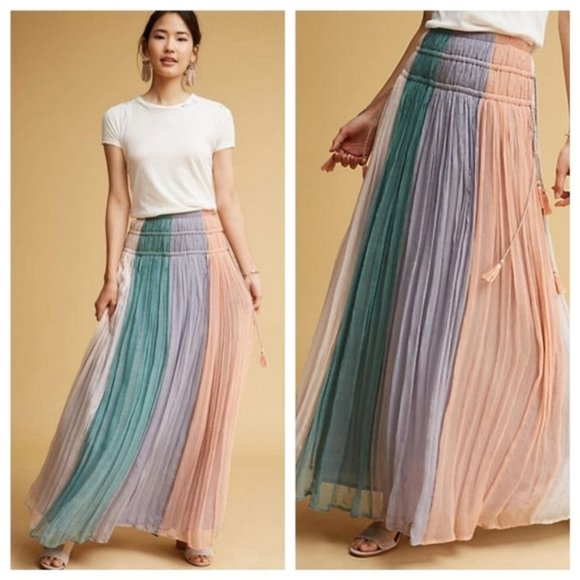 Antik Batik Cleo Pastel Silk Chiffon Maxi Skirt - Picture 5 of 6